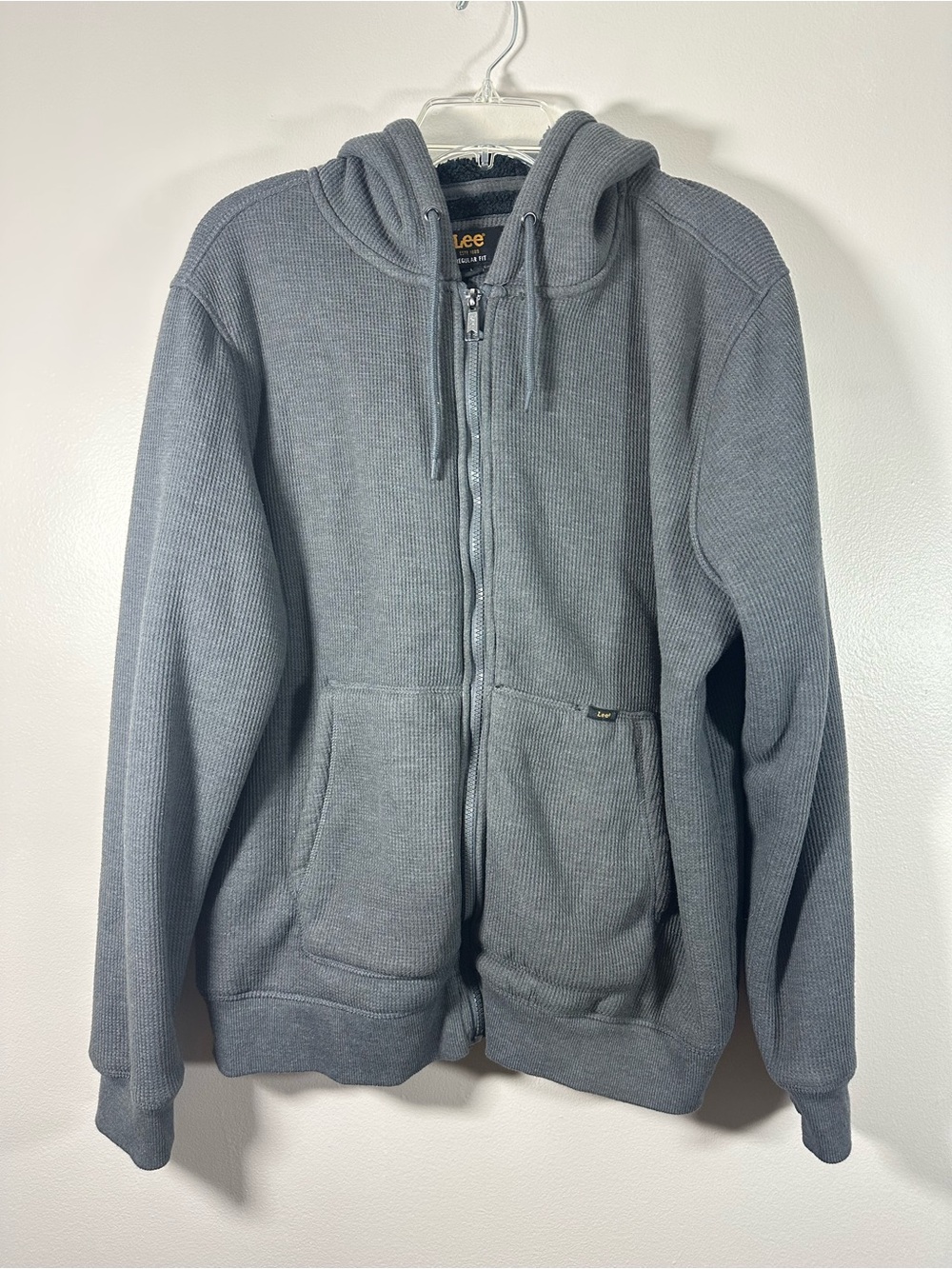 Lee Men's Oxford Workwear Gray Sherpa Lined Jacket Size L Hooded